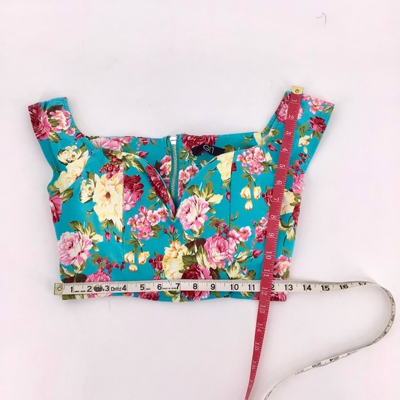 GI7 Blue Floral Print Underwire Crop Top Size Medium - Picture 4 of 9